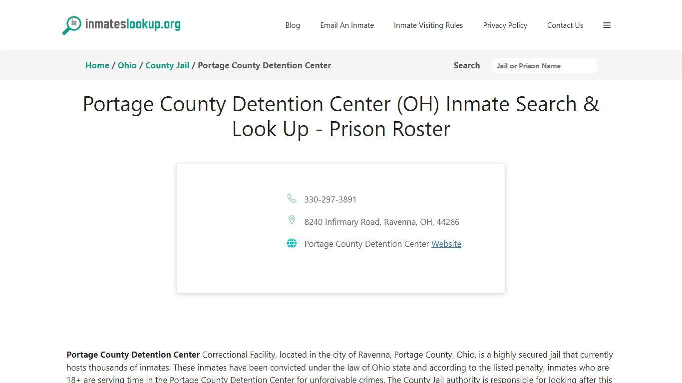 Portage County Detention Center (OH) Inmate Search & Look Up - Prison ...